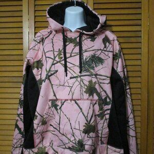 Trail Crest hoodie sweatshirt kangaroo pocket pink & black stretchy size XL